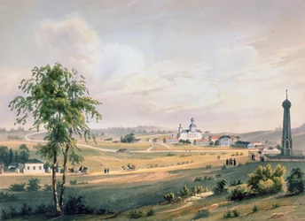 Ansicht von Borodino, dem Ort der entscheidenden Schlacht, gedruckt von J. Jacottet, veröffentlicht von Lemercier, Paris, 1830er Jahre